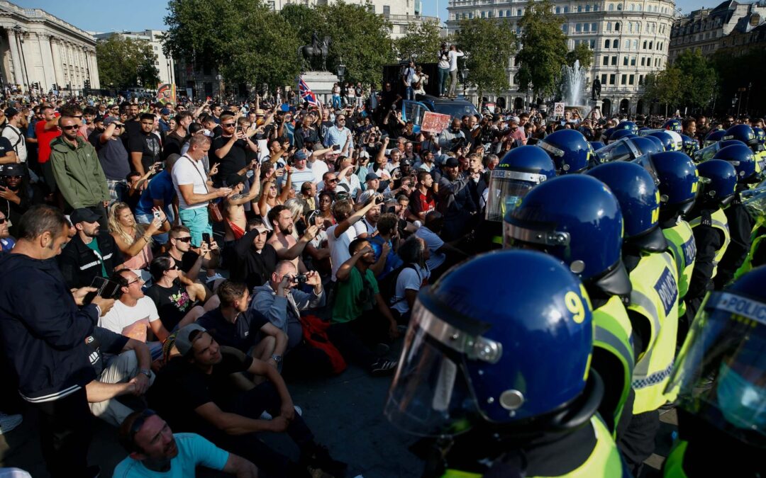 ANTI-VACCINE AND LOCKDOWN PROTESTERS DESCENDED ON CENTRAL LONDON