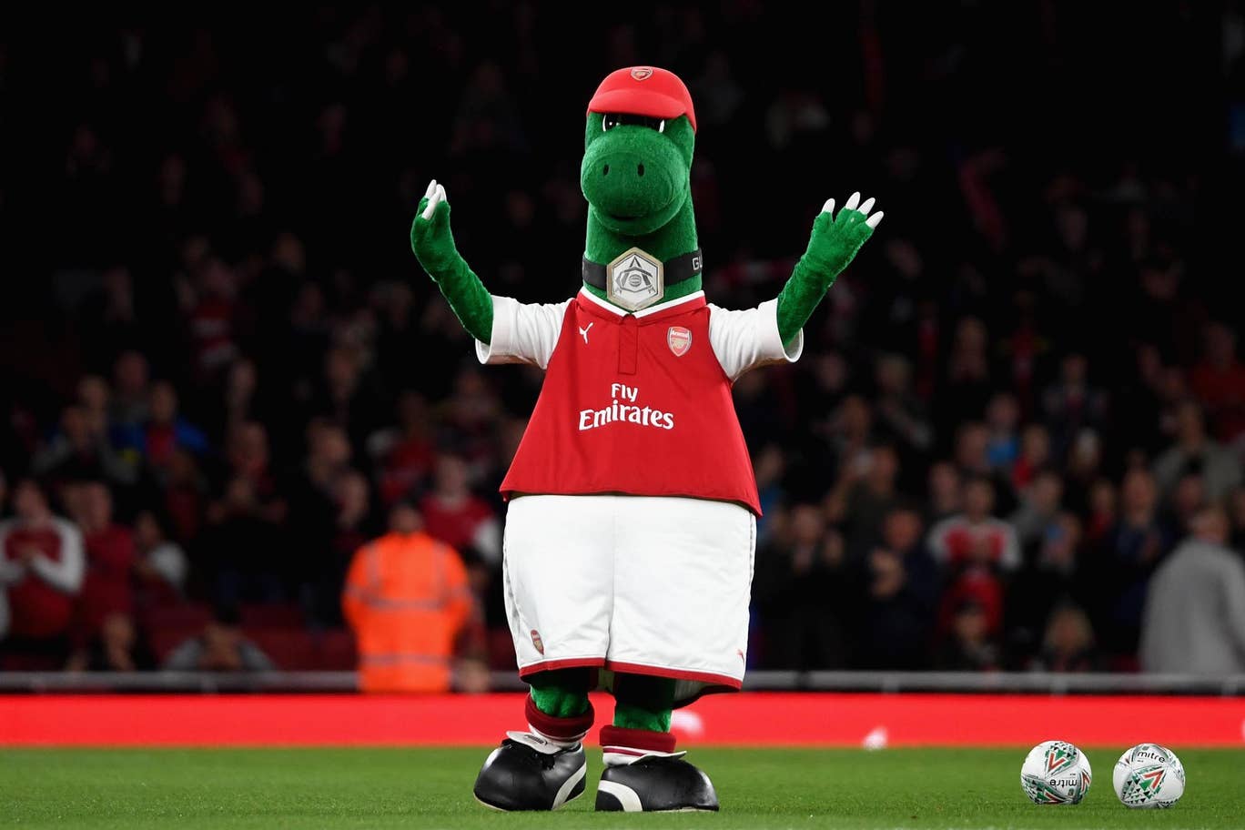Arsenal mascot Gunnersaurus